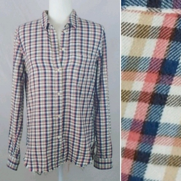 Madewell Palma Plaid Frayed Hem Flannel Button Down - Picture 2 of 6